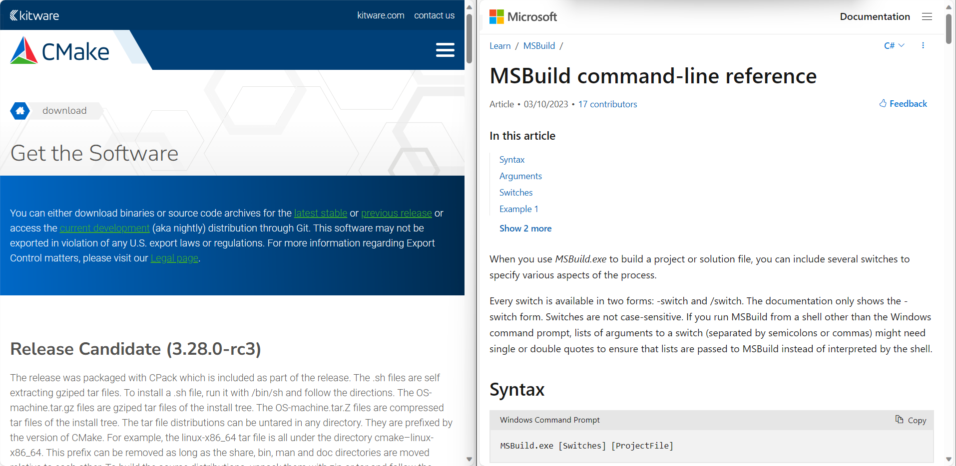 命令行调用 CMake 与 MSBuild